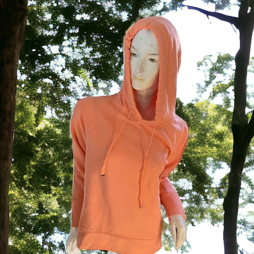 🤑10/$100 Danskin light orange mango peach long sleeve hoodie soft sweatshirt L